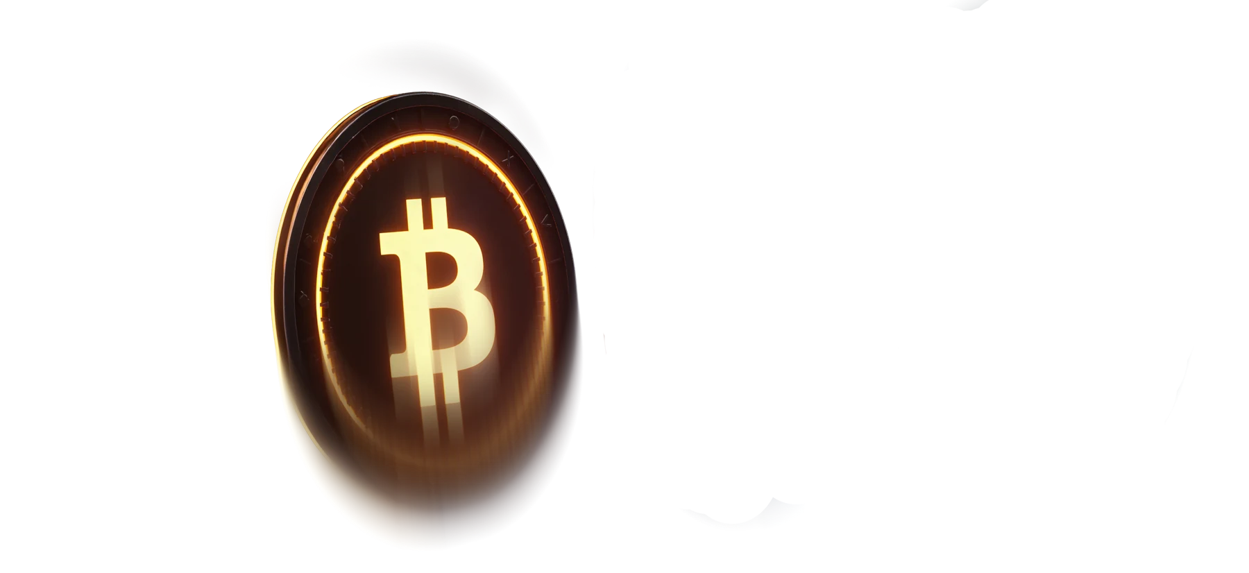 Bitcoin coin glowing in dark space
