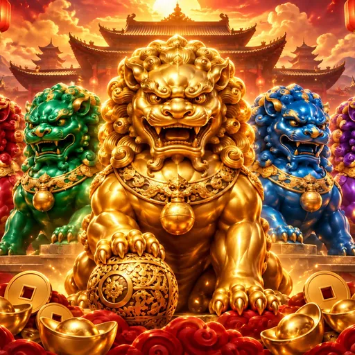 5 Lucky Lions reel with East Asian-inspired symbols