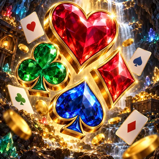 Bonanza Falls cover art showing cascading gem and playing-card symbol reels